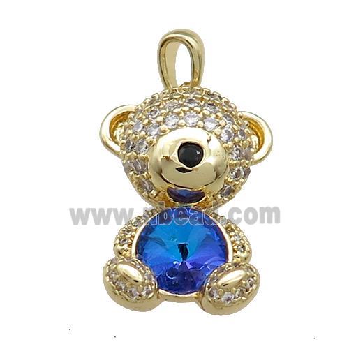 Copper Mouse Pendant Pave Zircon Crystal Glass Gold Plated