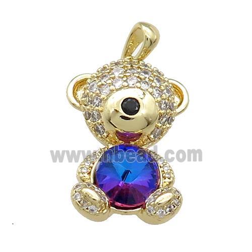 Copper Mouse Pendant Pave Zircon Crystal Glass Gold Plated