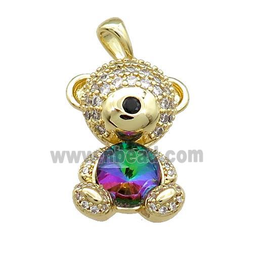 Copper Mouse Pendant Pave Zircon Crystal Glass Gold Plated