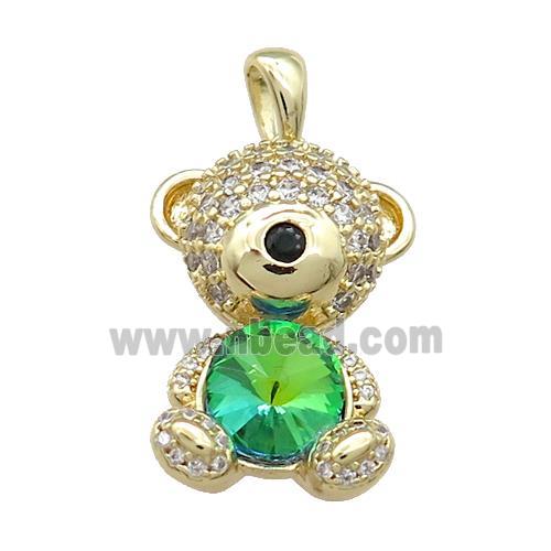 Copper Mouse Pendant Pave Zircon Crystal Glass Gold Plated