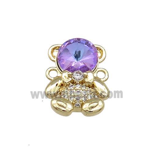 Copper Bear Connector Pave Zircon Crystal Glass Gold Plated