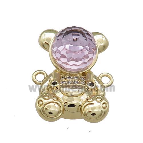 Copper Bear Connector Pave Zircon Crystal Glass Gold Plated