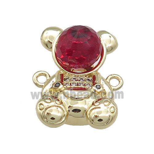 Copper Bear Connector Pave Zircon Crystal Glass Gold Plated