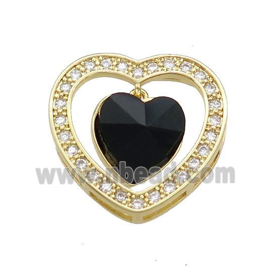 Copper Heart Pendant Pave Crystal Glass Zircon Gold Plated