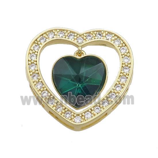 Copper Heart Pendant Pave Crystal Glass Zircon Gold Plated