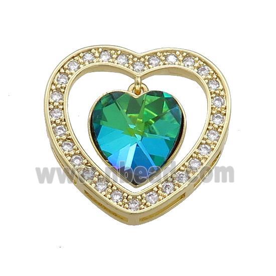 Copper Heart Pendant Pave Crystal Glass Zircon Gold Plated