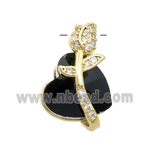 Copper Tulip Flower Pendant Pave Crystal Glass Zircon Gold Plated