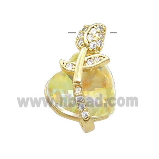 Copper Tulip Flower Pendant Pave Crystal Glass Zircon Gold Plated