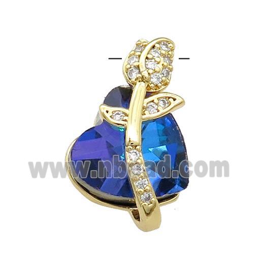 Copper Tulip Flower Pendant Pave Crystal Glass Zircon Gold Plated