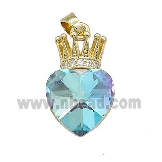 Copper Crown Pendant Pave Crystal Glass Zircon Gold Plated