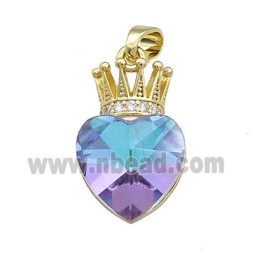 Copper Crown Pendant Pave Crystal Glass Zircon Gold Plated