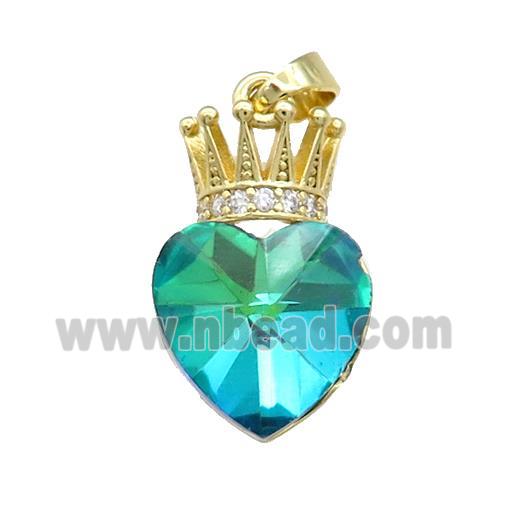 Copper Crown Pendant Pave Crystal Glass Zircon Gold Plated