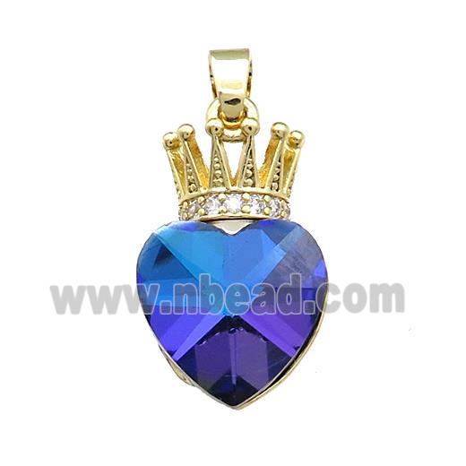 Copper Crown Pendant Pave Crystal Glass Zircon Gold Plated