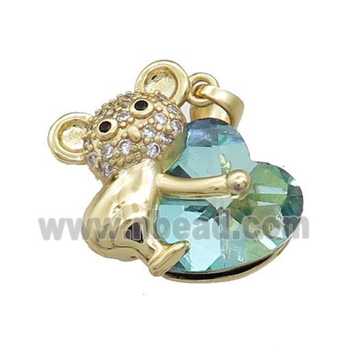 Copper Mouse Pendant Pave Crystal Glass Zircon Gold Plated