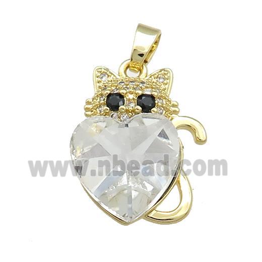 Copper Mouse Pendant Pave Crystal Glass Zircon Gold Plated