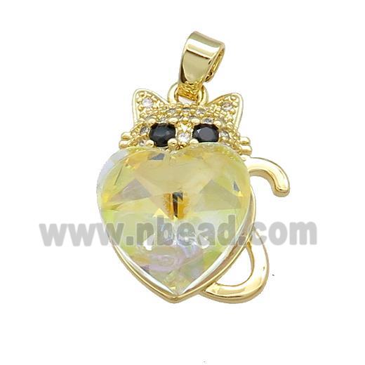 Copper Mouse Pendant Pave Crystal Glass Zircon Gold Plated