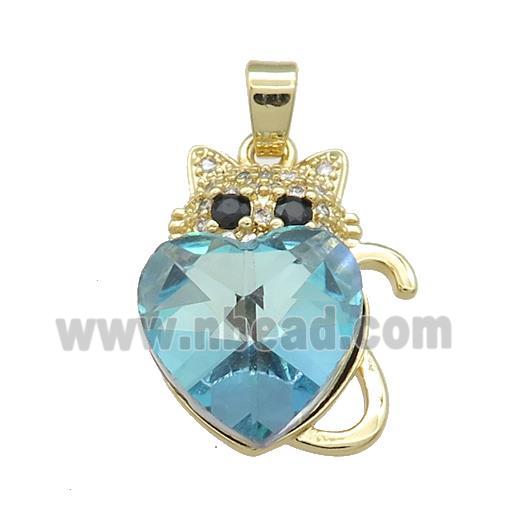 Copper Mouse Pendant Pave Crystal Glass Zircon Gold Plated