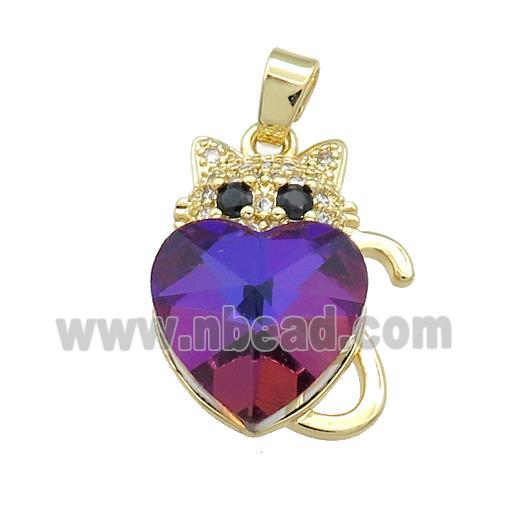 Copper Mouse Pendant Pave Crystal Glass Zircon Gold Plated