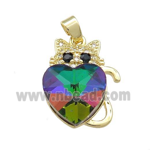 Copper Mouse Pendant Pave Crystal Glass Zircon Gold Plated