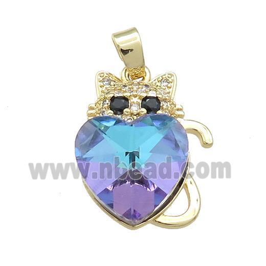 Copper Mouse Pendant Pave Crystal Glass Zircon Gold Plated