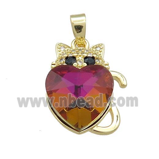 Copper Mouse Pendant Pave Crystal Glass Zircon Gold Plated