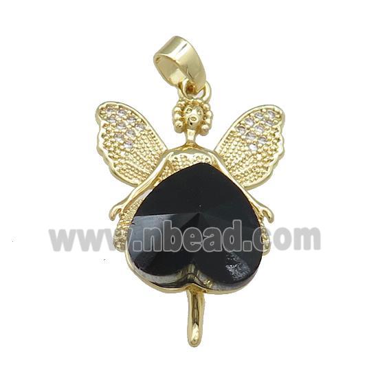 Copper Fairy Pendant Pave Crystal Glass Zircon Gold Plated