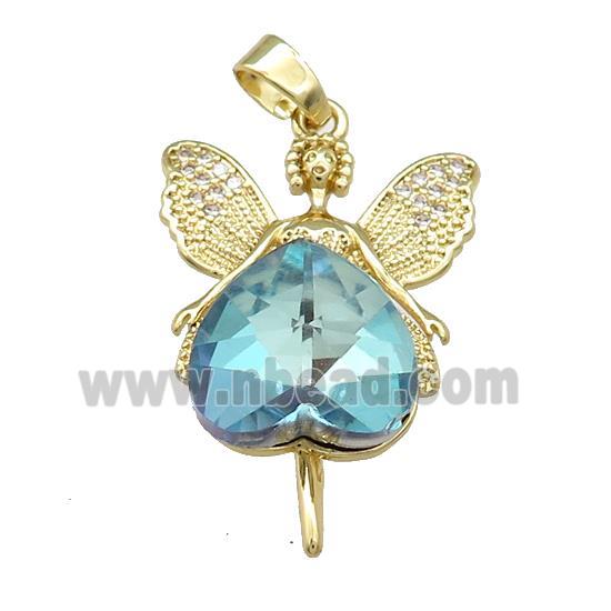 Copper Fairy Pendant Pave Crystal Glass Zircon Gold Plated