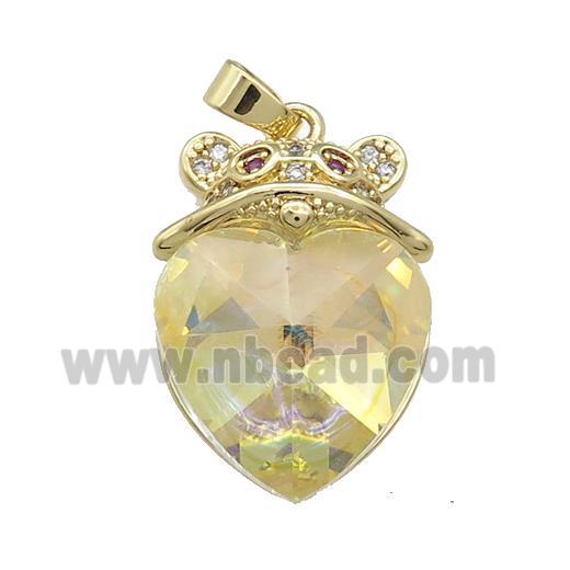 Copper Mouse Pendant Pave Crystal Glass Zircon Gold Plated