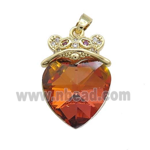 Copper Mouse Pendant Pave Crystal Glass Zircon Gold Plated