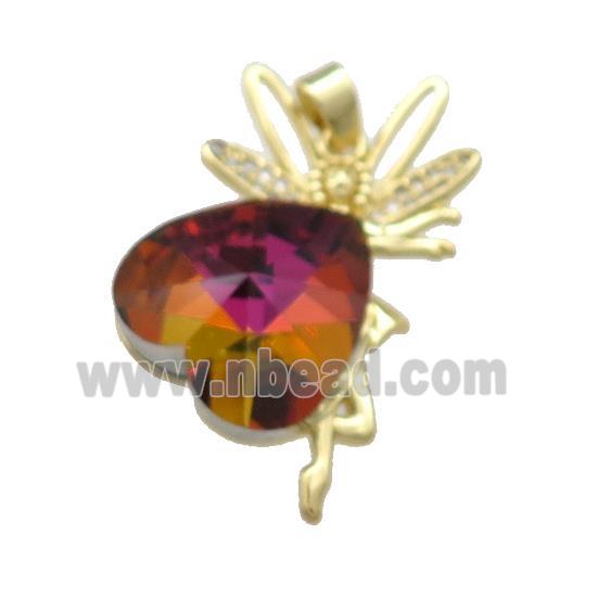 Copper Fairy Pendant Pave Crystal Glass Zircon Gold Plated