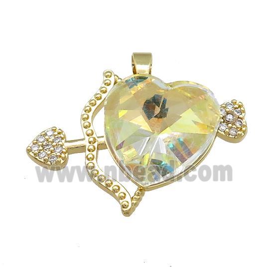 Copper CupidArrow Pendant Pave Crystal Glass Zircon Gold Plated