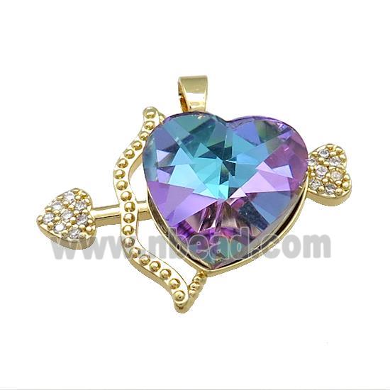 Copper CupidArrow Pendant Pave Crystal Glass Zircon Gold Plated