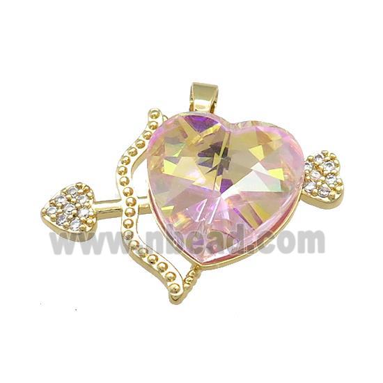 Copper CupidArrow Pendant Pave Crystal Glass Zircon Gold Plated