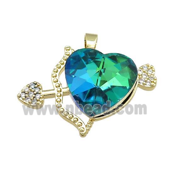 Copper CupidArrow Pendant Pave Crystal Glass Zircon Gold Plated