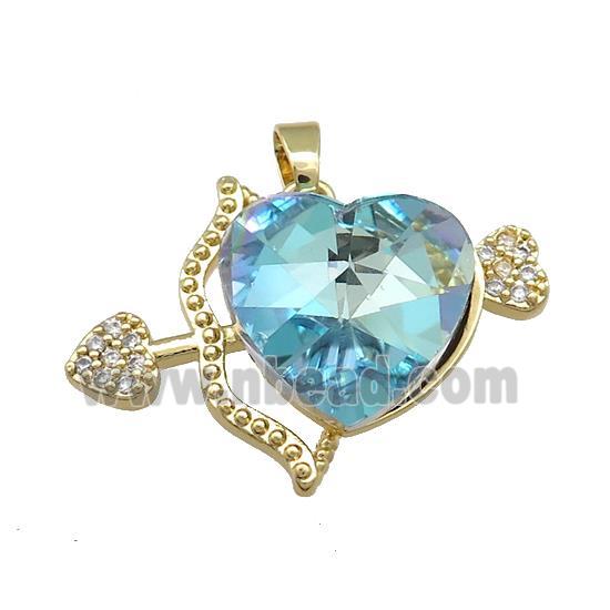 Copper CupidArrow Pendant Pave Crystal Glass Zircon Gold Plated