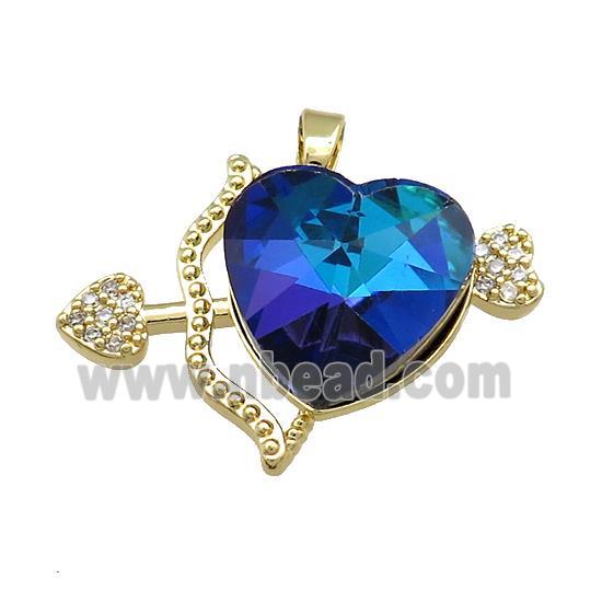 Copper CupidArrow Pendant Pave Crystal Glass Zircon Gold Plated