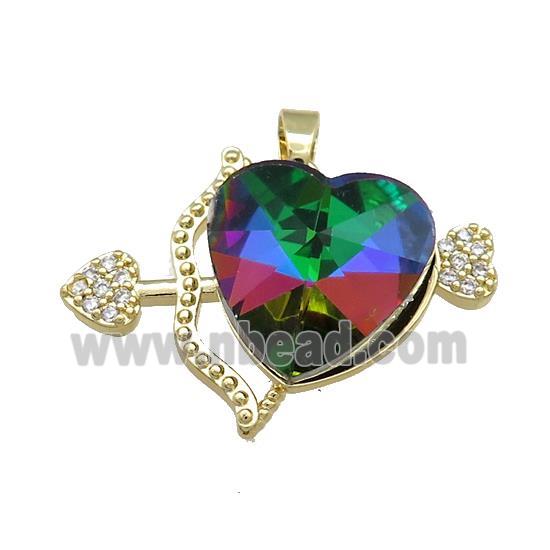 Copper CupidArrow Pendant Pave Crystal Glass Zircon Gold Plated