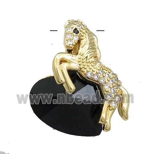 Copper Horse Pendant Pave Crystal Glass Zircon Gold Plated