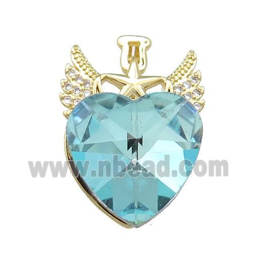 Copper Angel Wings Pendant Pave Crystal Glass Zircon Gold Plated