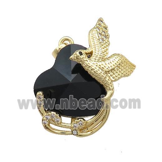 Copper Phenix Pendant Pave Crystal Glass Zircon Gold Plated