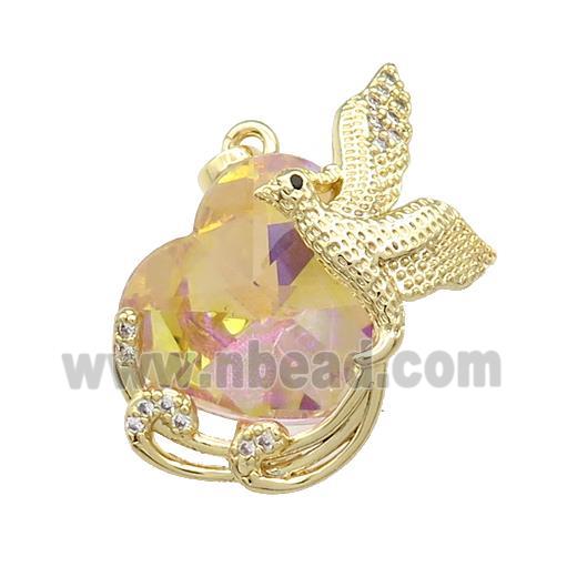 Copper Phenix Pendant Pave Crystal Glass Zircon Gold Plated