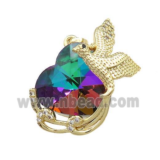 Copper Phenix Pendant Pave Crystal Glass Zircon Gold Plated