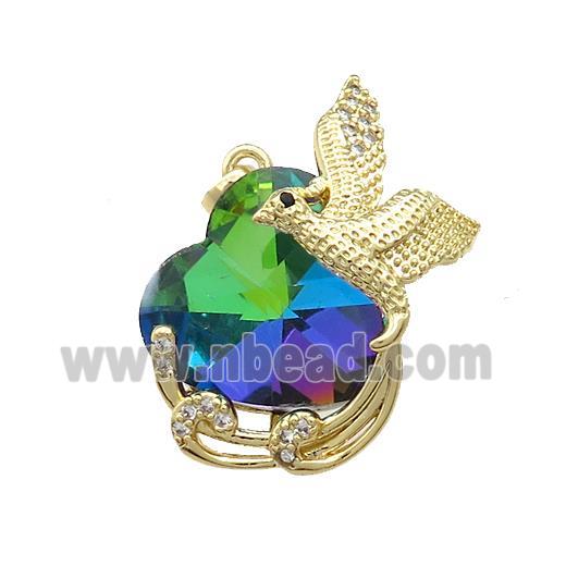 Copper Phenix Pendant Pave Crystal Glass Zircon Gold Plated