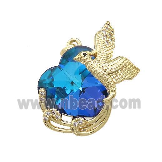 Copper Phenix Pendant Pave Crystal Glass Zircon Gold Plated