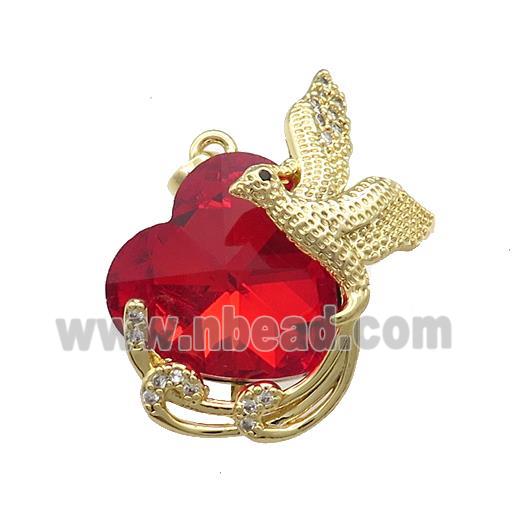 Copper Phenix Pendant Pave Crystal Glass Zircon Gold Plated