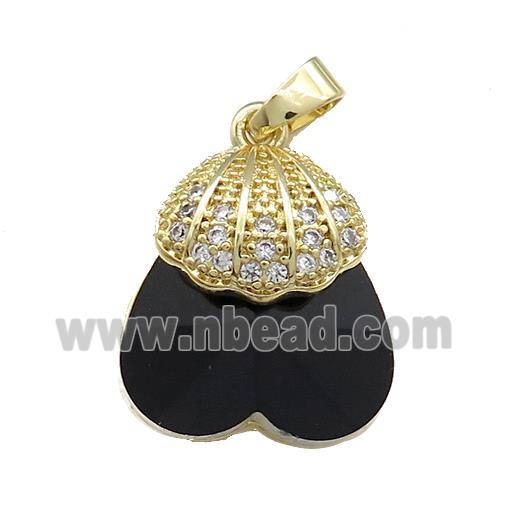 Copper Shlled Pendant Pave Crystal Glass Zircon Gold Plated