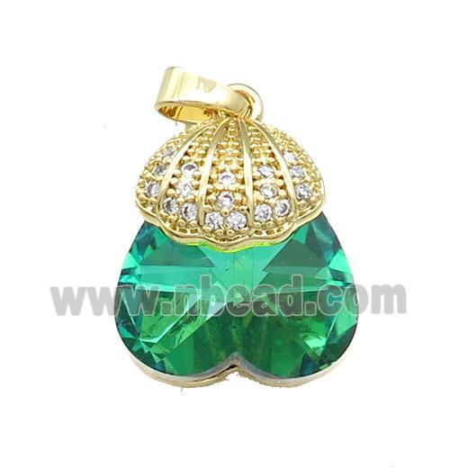 Copper Shlled Pendant Pave Crystal Glass Zircon Gold Plated