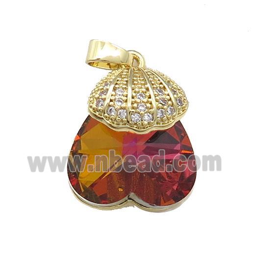 Copper Shlled Pendant Pave Crystal Glass Zircon Gold Plated