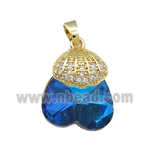 Copper Shlled Pendant Pave Crystal Glass Zircon Gold Plated