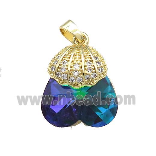 Copper Shlled Pendant Pave Crystal Glass Zircon Gold Plated